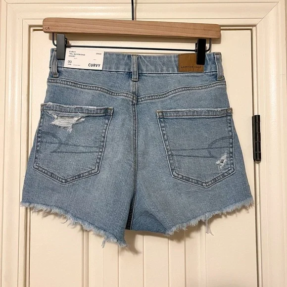 American Eagle Strigid Denim Curvy Highest Waist 90’s Boyfriend Short - Picture 5 of 8